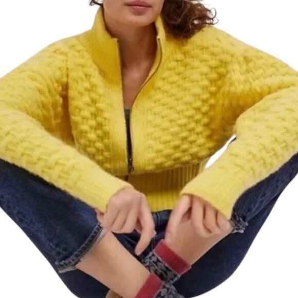 Maeve x Anthropologie - Women’s Wool Textured Cardigan, in Butter Yellow Small - Picture 1 of 17
